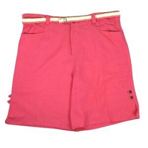 NWT Sherry Taylor Womens 3XL Pink Bermuda Shorts Plus Size Belted Pockets Summer